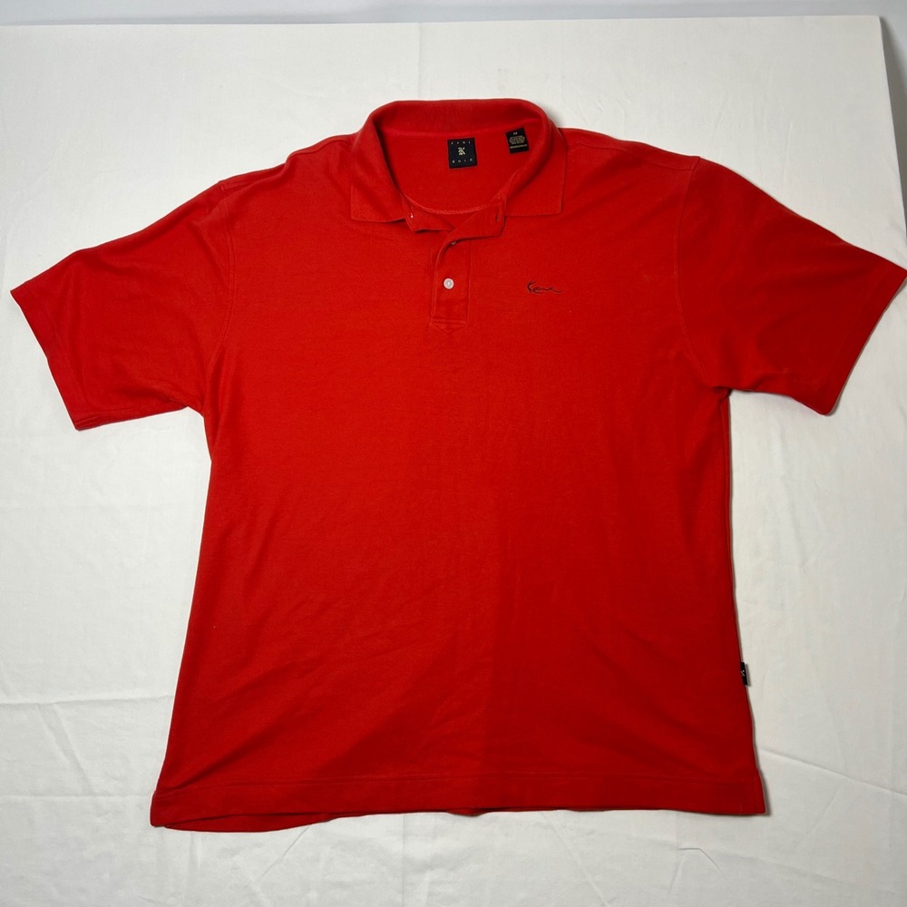 Karl Kani Gold Mens Red Short Sleeve Polo Shirt 2X Signature Logo Streetwear